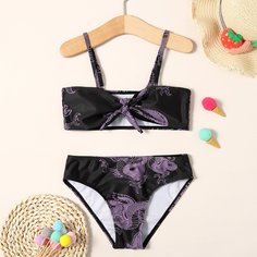 узел Мультяшный принт Бохо Купальники для девочек Shein