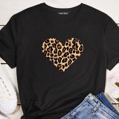 Леопардовый Повседневный Футболки Shein