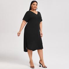 Одноцветный Повседневный Платья размер плюс Shein