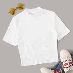 Укороченный Топ Из Трикотажа В Рубчик Shein