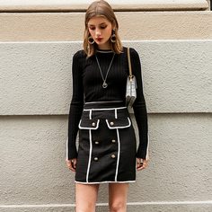 твидовая юбка с контрастной отделкой Shein
