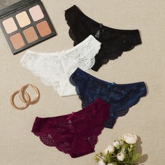 с фестонами Одноцветный Бесшовные трусы Shein