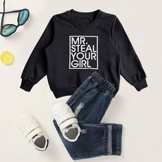 Свитшот с текстовым принтом для мальчиков Shein