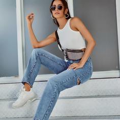 Рваные однотонные джинсы Shein
