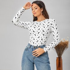 Футболка с принтом звезды и луны Shein