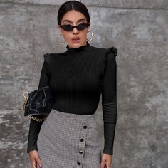 Однотонная трикотажная футболка Shein