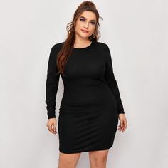 Однотонное трикотажное платье размера плюс Shein