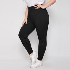 Однотонные леггинсы размера плюс Shein