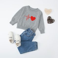 Сердечко Повседневный Свитшоты для девочек Shein