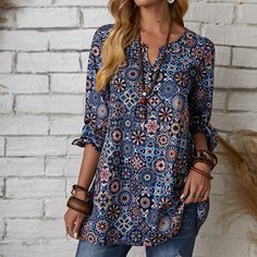 Этнический Бохо Блузы Shein