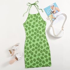 Открытая спина Цветочный принт Бохо Платье Shein