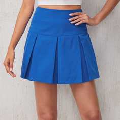 плиссированное Одноцветный Институтский Юбки Shein