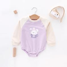 Контрастное боди с мультипликационным рисунком для девочек Shein
