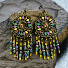 Серьги-подвески с кристаллами и бахромой Shein