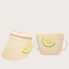 Соломенная сумка и шапка-козырек для девочек Shein
