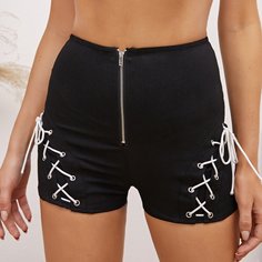 Застежка Одноцветный Джинсовые шорты Shein