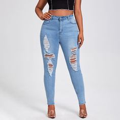 Рваные джинсы размера плюс Shein