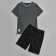 Мужская футболка и шорты на кулиске Shein