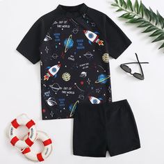 Принт космос Детские плавки Shein