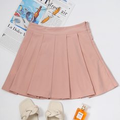 на молнии Одноцветный Институтский Юбки Shein