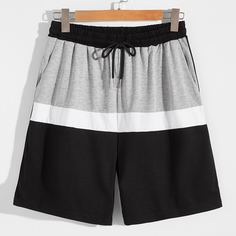 на кулиске Контрастный Повседневный Мужские шорты Shein