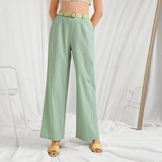 Однотонные прямые брюки без пояса Shein