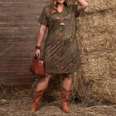 Цветочный Повседневный Платья размер плюс Shein