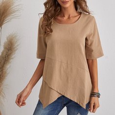 Асимметричный Одноцветный Повседневный Блузы Shein