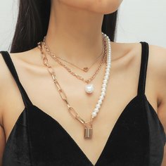 2шт ожерелье с искусственным жемчугом Shein