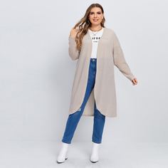 Одноцветный Повседневный Плюс размеры пальто Shein