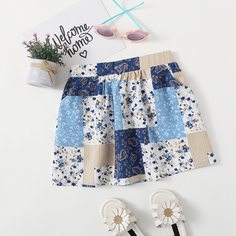 сводка цветных блоков Бохо Юбки для девочек Shein