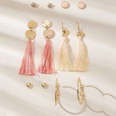 Круглые Серьги С Кисточками 6 Пар Shein