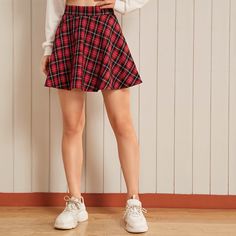 Расклешенная юбка в клетку Shein