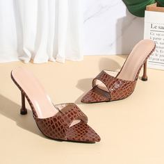 Сандалии на шпильках с крокодиловым узором Shein
