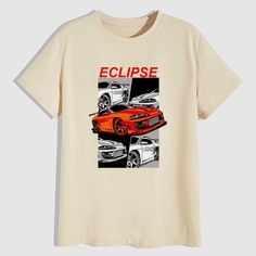 Мужская футболка car and letter Shein