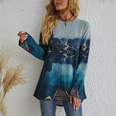 Асимметричный Пейзажный принт Повседневный Футболки Shein