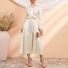 Атласное платье с пышными рукавами Shein