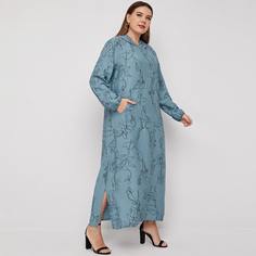 Карман Растения Повседневный Платья размер плюс Shein