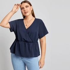 Однотонная блузка размера плюс Shein