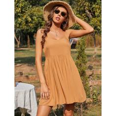 Одноцветный Повседневный Платье Shein