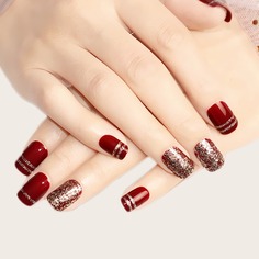 24шт Блестящие накладные ногти и 1 лист ленты Shein
