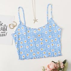 Укороченный топ на бретелях с цветочным рисунком Lettuce Edge Daisy Shein