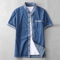 1шт мужская джинсовая рубашка на пуговицах Shein