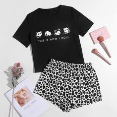 Пижама с принтом панды Shein