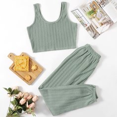 Одноцветный Повседневный Повседневный костюм Shein