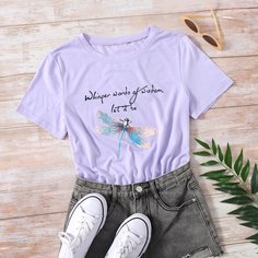 Животный Повседневный Футболки Shein