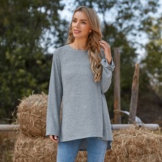 Одноцветный Повседневный Футболки Shein