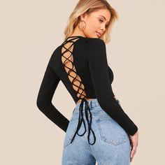 Короткий топ на шнурках Shein