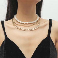 Многослойное ожерелье с искусственными жемчугами Shein