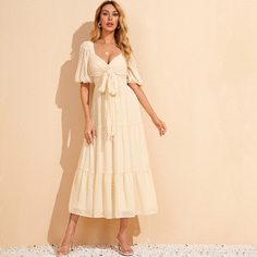 Однотонное платье с узлом Shein